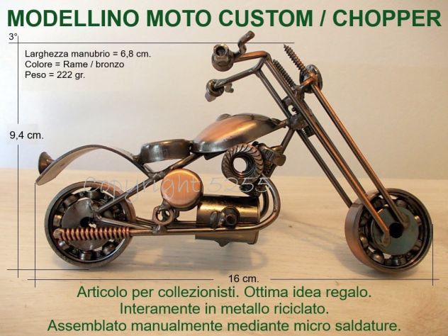MODELLINI da COLLEZIONISMO MOTO CUSTOM CHOPPER HARLEY HD in METALLO FATTE A MANO - Foto 8