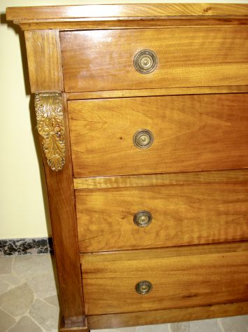 Cassettone antico Impero in noce biondo massello.Restaurato a regola d'arte - Foto 4