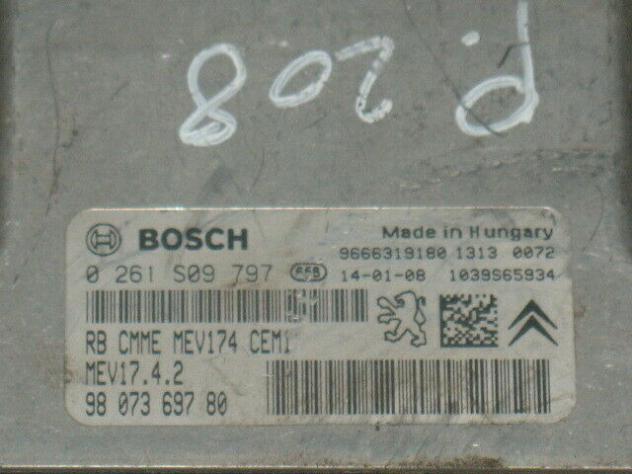 0261S09797 ECU PEUGEOT 208 1.4 MEV17.4.2 0261S09797 9807369780 9666319180 - Foto 2