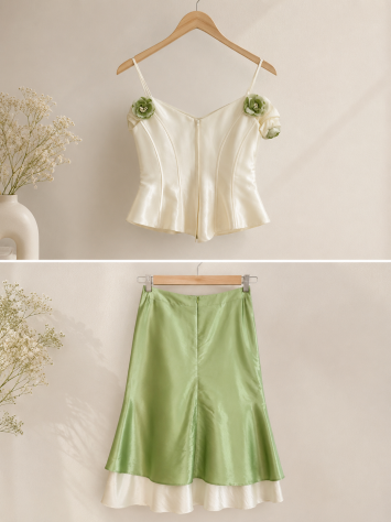 Completo elegante donna 2 pezzi raso con stola coordinata - Foto 3