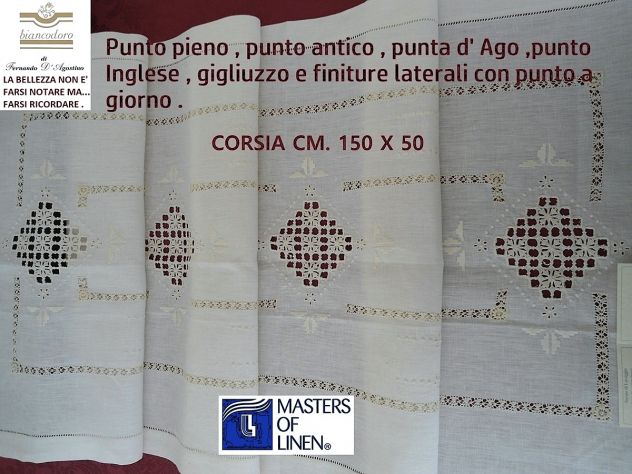 CENTRI PREGIATISSIMI LINO RICAMATI A MANO  5 modelli - Foto 10