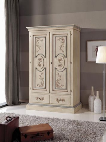 Armadio 2 porte 2 cassetti laccato decorato cod 7011