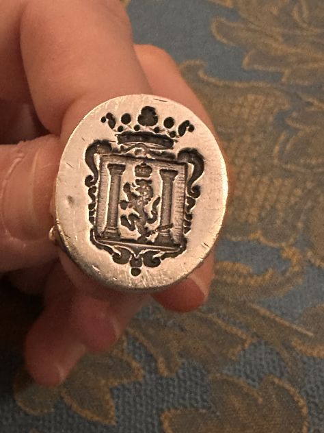 Anello chevalier stemma nobile corona - Foto 3