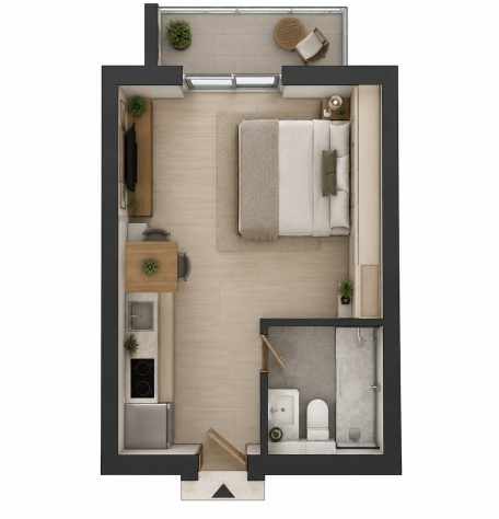 MONOLOCALE CON BALCONCINO
