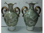 COPPIA DI VASI IN CERAMICA FILETTATI ORO ZECCHINO EPOCA ANNI 50/60
