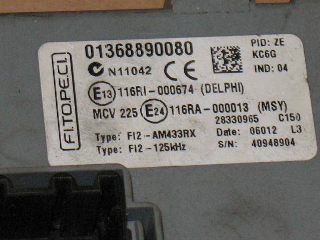 9667399580 KIT ECU CENTRALINA MOTORE QUBO 1.4 V32.2 9667399580 01368890080 - Foto 4