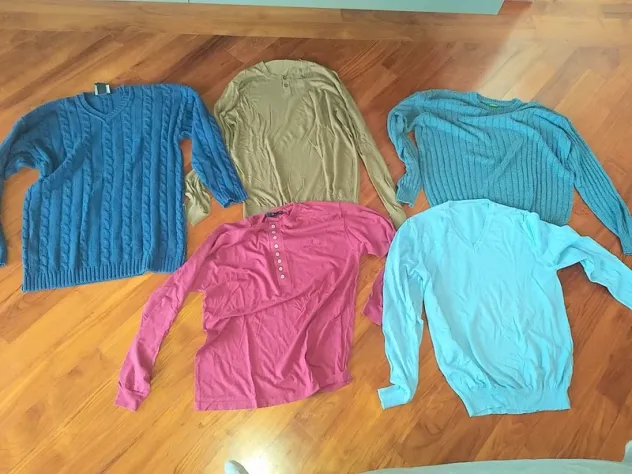 lotto 5 maglie uomo tagli xl cotone. 1 azzurra Benetton 1 marroncina Benetton 1 - Foto 7