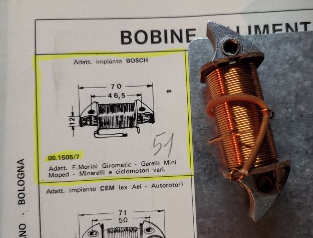 Bobina alimentazione coil Morini Giromatic Garelli Mini GR EMB 51 SGR 001505