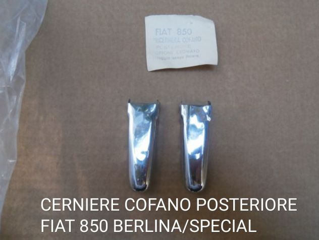 Fiat 850 special berlina OT 1000 abarth copri cerniere cofano posteriore CROMATE