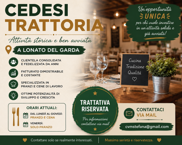 CEDESI TRATTORIA AVVIATA A LONATO DEL GARDA