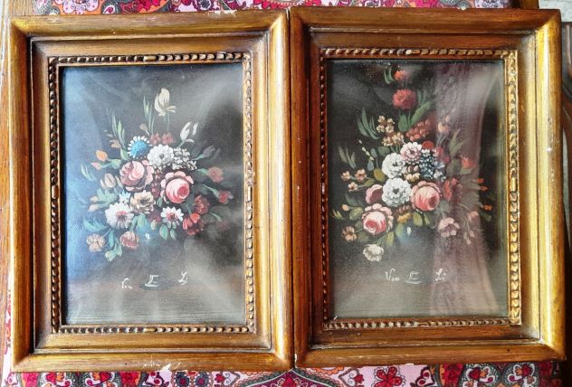 Coppia miniature floreali 18x23 con cornice - Foto 8
