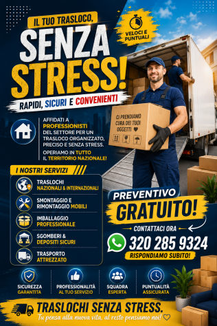 🚛 SERVIZI DI TRASLOCO – PREVENTIVO GRATUITO! 📦