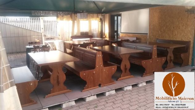 Panche Foggia Per Arredamento Pub Birreria Cod 605 In Legno Con Schienale - Foto 5