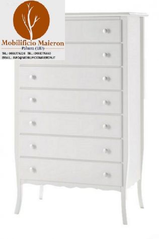 Mobili Classici LaccatiCassettiera 7 Cassetti Laccata Bianca in Legno cod. 13013
