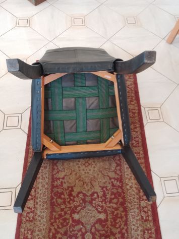 COPPIA POLTRONE SEDIE IN PELLE E LEGNO VINTAGE - Foto 4