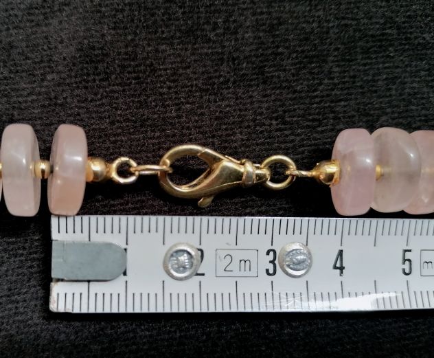 IMPORTANTE BELLISSIMA COLLANA A RONDELLE E BOULLES IN QUARZO ROSA E ARGENTO. - Foto 8