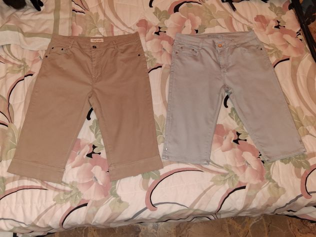 2 Pantaloni Mezza Stagione Capri Pinocchietti Cotone elasticizzati Taglia Comoda