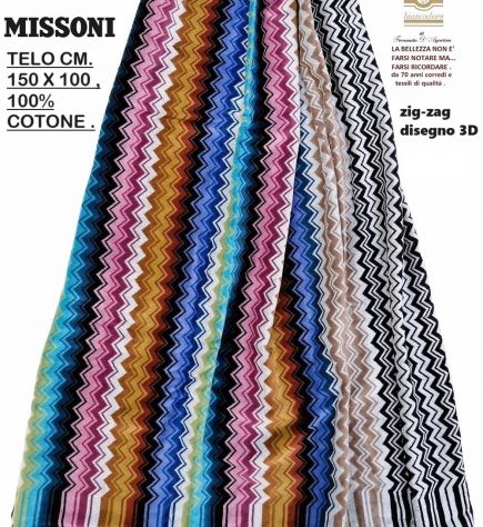 TELI SPUGNA MISSONI 6 MODELLI CM. 150 X 100 , UNISEX . - Foto 3