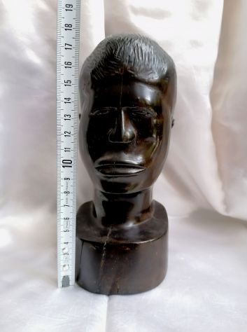 ANTICA TESTA VIRILE IN EBANO, AFRICA ORIGINALE EPOCA ANNI TRENTA. - Foto 8