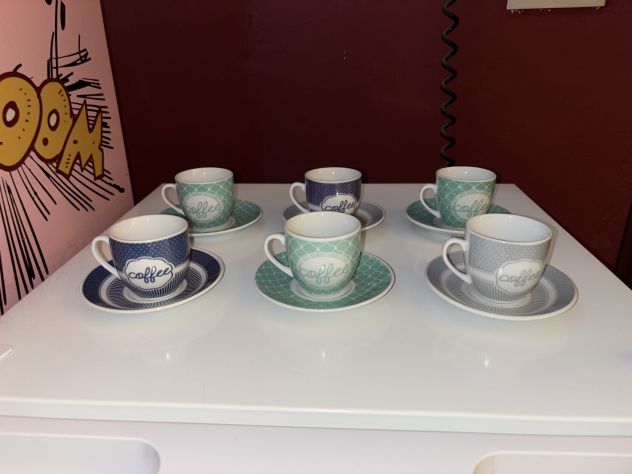 SERVIZIO DA 6 TAZZINE+6PIATTINI DA CAFFÈ NUOVI MAI USATI ABBINATI INTROVABILI - Foto 6