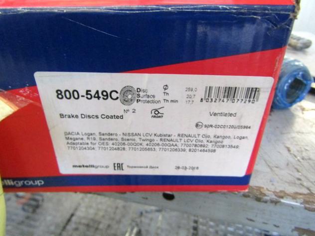 800-549C COPPIA DISCHI FRENO ANTERIORI CIFAM RENAULT CLIO 1.2 43KW RICAMBIO USATO - Foto 3