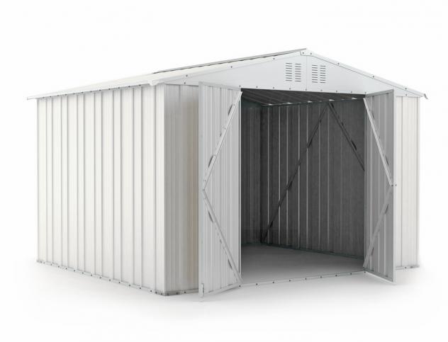Box in Acciaio Zincato Casetta da Giardino in Lamiera 3.27 x 2.69 m x h2.15 m - 132 KG – 8.80 metri quadri - BIANCO - Foto 3