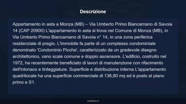 Immobile in asta di 136 m² con più di 5 locali e box auto doppio in vendita a Monza - Foto 7
