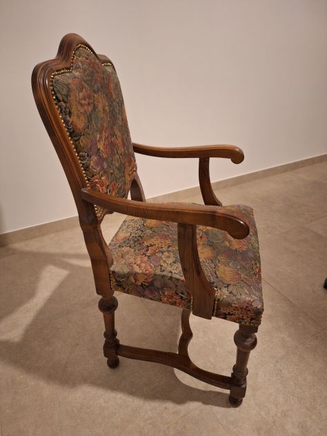 Sedia poltrona con braccioli artigianale fine anni 50 - Foto 9