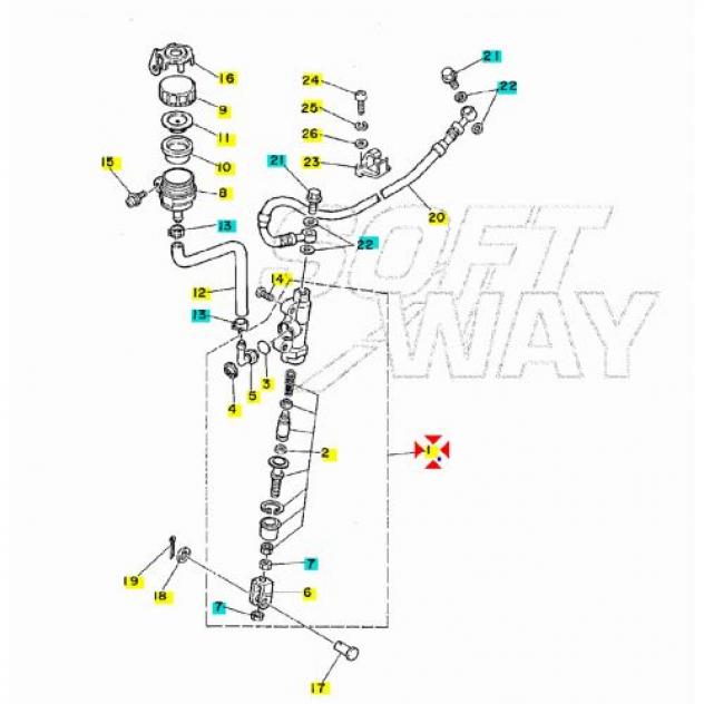 Pompa freno posteriore Yamaha DT WR 3BN2583V0000 - Foto 4