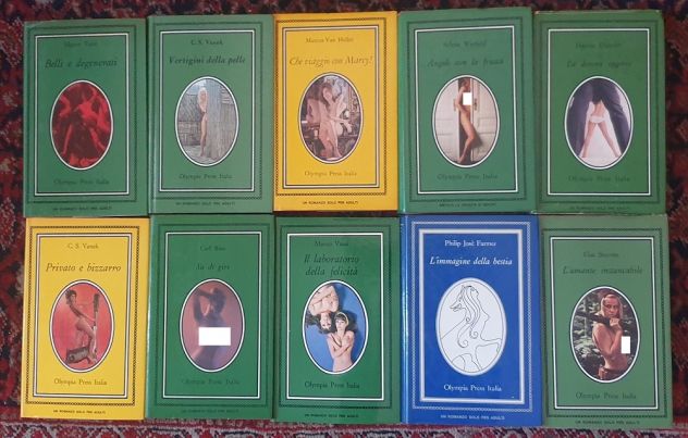 Lotto 10 libri erotici Olympia Press da collezione anni '70 copertina rigida