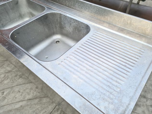lavatoio aperto a due vasche in inox usato - Foto 3