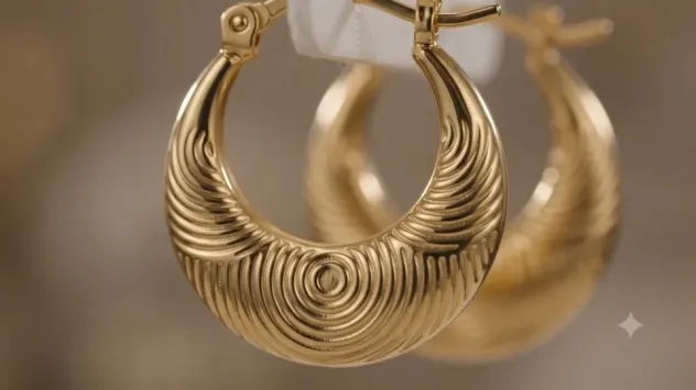 Gold Chunky Huggie Hoop Earrings for Women - Foto 4