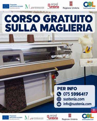 CORSO GRATUITO SULLA MAGLIERIA PER ISCRITTI PROGRAMMA GOL ARPAL UMBRIA
