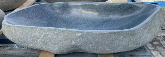 Lavabo lavandino da appoggio in pietra sasso verde - Foto 3