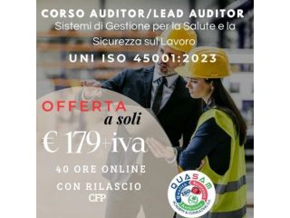 Auditor/Lead Auditor Sistemi di Gestione Sicurezza ISO 45001:2023 (40h FAD)