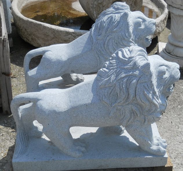 Coppia di leoni in pietra granito - Foto 2