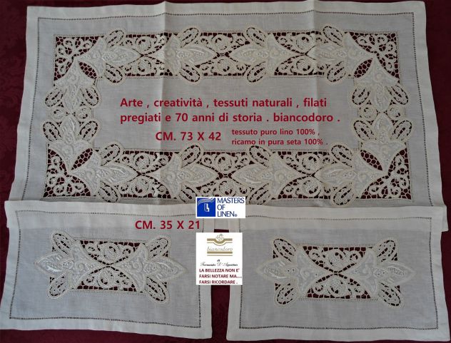 RICAMI A MANO SU LINO , ACCESSORI COMPLEMENTI ARREDO 4 MODELLI - Foto 7