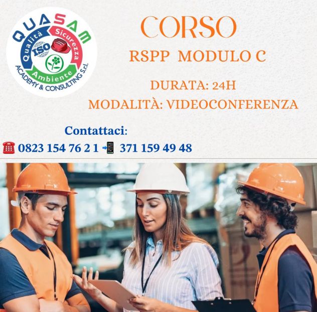 Corso RSPP Modulo C (24 ore) - Videoconferenza (Italia)
