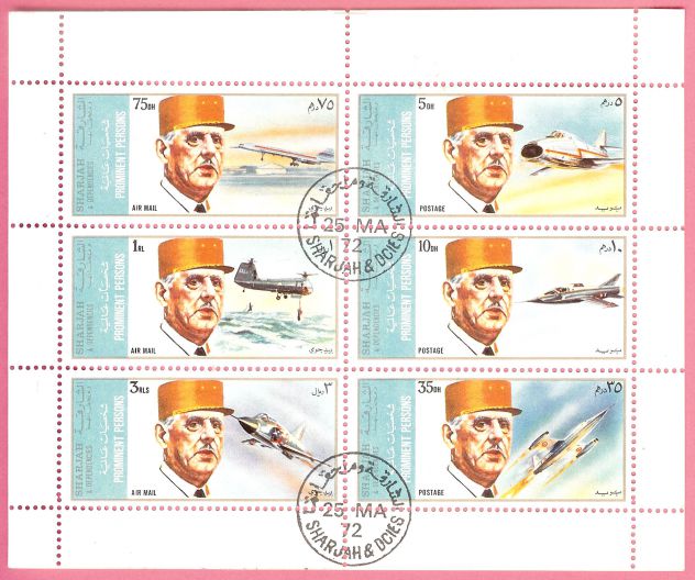 SHARJAH 1972 Foglietti Generale Charles de Gaulle MNH - Foto 2