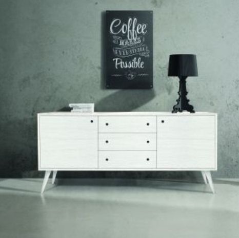 CREDENZA IN LEGNO ABETE BIANCO SPAZZOLATO
