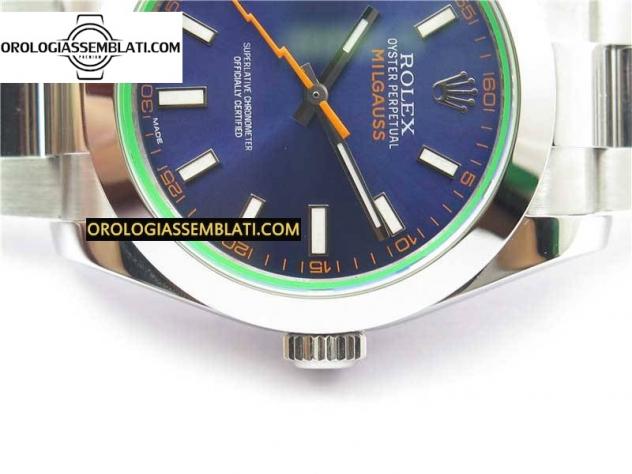 Rolex Replica/Clone MILGAUSS 116400 GV ACCIAIO 904L 1:1 BEST EDITION QUADRANTE BLU SUL BRACCIALE SH3131 - Foto 8