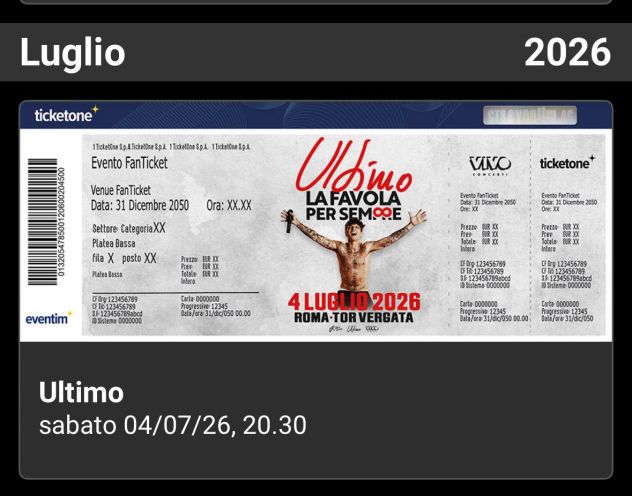 VENDO 2x ULTIMO ROMA PIT1 PIANETI 04/07/2026 TOR VERGATA - Foto 3