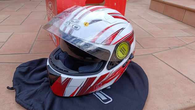 Casco integrale moto rosso grigio bianco Axo Goblin Wave Helmet tg. XL