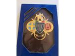 Quadretto Crest UNUCI, su legno, in rilievo placcato in oro.
