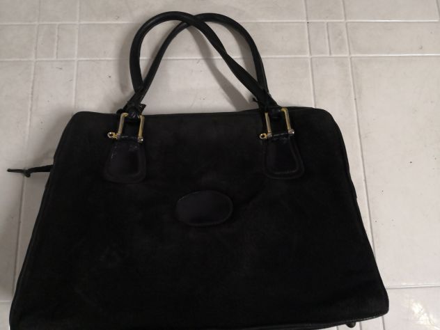Borsa Vintage anni '70 classica in velluto e cuoio. - Foto 4