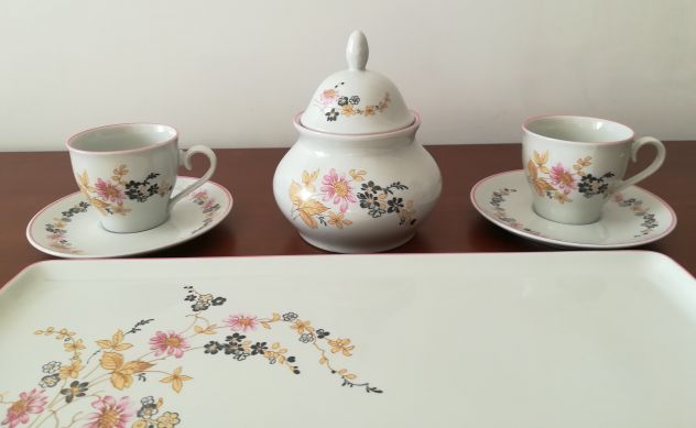 SET 2 TAZZINE CAFFÈ CON PIATTINI, ZUCCHERIERA E VASSOIO ROYAL TOGNANA MONOPOLI - Foto 2