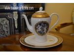 Caffettiera con piatto in porcellana T. Limoges M.A.B.A