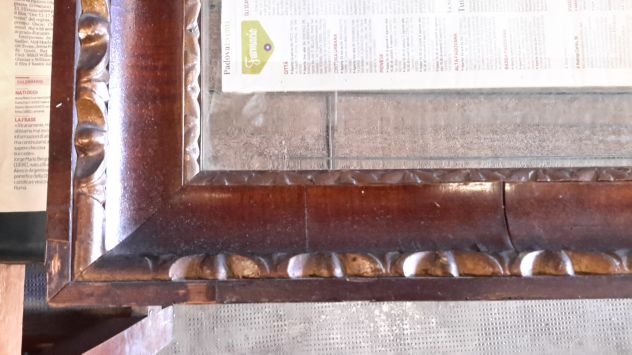 Specchio in legno con attorno cornice in radica di tartaruga, originale francese - Foto 5