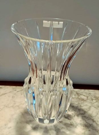 Grande vaso cristallo vintage con scanalaure e bocca larga dimensini altezza c