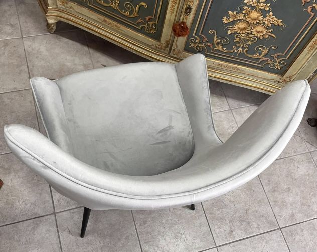 Poltrona Moderna NUOVA in velluto grigio Posso spedire - Foto 4
